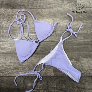 ODIJ Ribbed Triangle Brazilian Bikini Swimsuit Size M